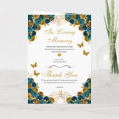 ティール（緑がかった色）&金ゴールドバタフライキンセアニェラプログラム 招待状 (裏面)