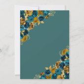 ティール（緑がかった色）&金ゴールドバタフライプリンセスキンセアニェラ 招待状 (裏面)