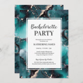 ティール（緑がかった色）金ゴールドバチェロレッテ招待状 招待状 (正面/裏面)