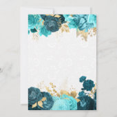 ティール（緑がかった色）金ゴールドバラフローラキンセアニェラ 招待状 (裏面)