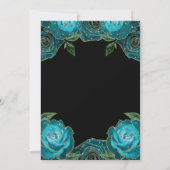 ティール（緑がかった色）金ゴールドバラフローラキンセアニェラ 招待状 (裏面)