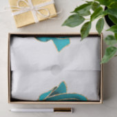 ティール（緑がかった色）金ゴールドバラフローラ水色デコパージュ 薄葉紙 (ギフト)