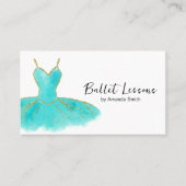 ティール(緑がかった色)&金ゴールドバレエダンススタジオインストラクター 名刺 (正面)