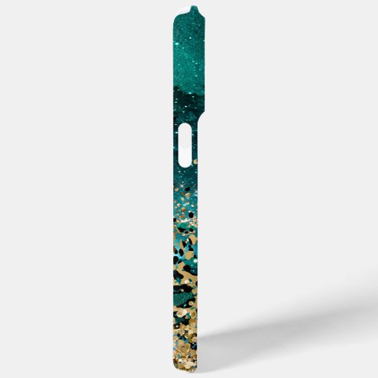 ティール(緑がかった色)金ゴールドヒョウ印刷銀河系パーソナライズされた名 Case-Mate iPhoneケース (裏面 / 右)