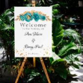 ティール(緑がかった色)金ゴールドピオニー幾何結婚お祝い 招待状