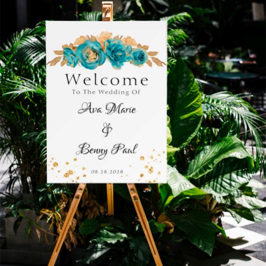 ティール（緑がかった色）金ゴールドピオニー幾何結婚お祝い 招待状