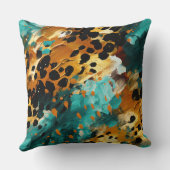 ティール(緑がかった色)金ゴールドピンクヒョウ クッション (裏面)