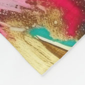 ティール（緑がかった色）金ゴールドピンクヒョウ フリースブランケット (角)