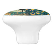 ティール(緑がかった色)金ゴールドピーコックバードアールヌーボーアールデコ セラミックノブ (側面)