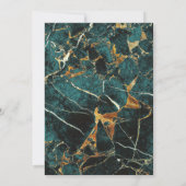 ティール（緑がかった色）金ゴールドフェイク大理石ゴールドフォイルイスラム結婚ズ 招待状 (裏面)