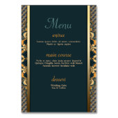 ティール（緑がかった色）金ゴールドフラクタルレユニークース2-in-1ゲストメニュー テーブルナンバー (裏面)