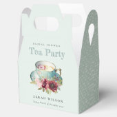 ティール（緑がかった色）金ゴールドフローラティーカップブライダルシャワーティーパーティー フェイバーボックス (オープン)