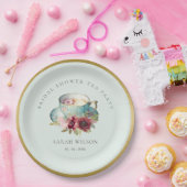 ティール（緑がかった色）金ゴールドフローラティーカップブライダルシャワーティーパーティー ペーパープレート (パーティー)