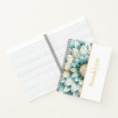 ティール（緑がかった色）金ゴールドフローラパーソナライズされた ノートブック (内部)