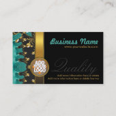 ティール(緑がかった色)金ゴールドブラックパターン+ロゴダーク名刺 名刺 (裏面)