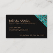 ティール(緑がかった色)金ゴールドブラックプリント 名刺 (裏面)