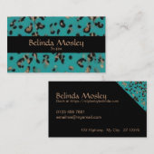 ティール(緑がかった色)金ゴールドブラックプリント 名刺 (正面/裏面)