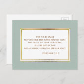 ティール（緑がかった色）金ゴールドホワイトクリスチャン聖書詩はがき ポストカード (正面/裏面)