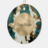 ティール（緑がかった色）金ゴールドホワイトコウィド セラミックオーナメント (左)