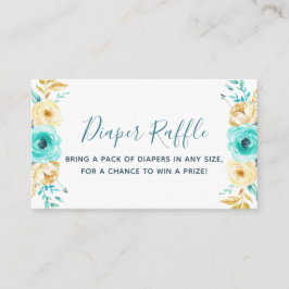 ティール（緑がかった色）金ゴールドボーイ赤ちゃんシャワーおむつラッフルチケット エンクロージャーカード