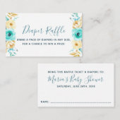 ティール（緑がかった色）金ゴールドボーイ赤ちゃんシャワーおむつラッフルチケット エンクロージャーカード (正面/裏面)