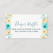 ティール（緑がかった色）金ゴールドボーイ赤ちゃんシャワーおむつラッフルチケット エンクロージャーカード (正面)