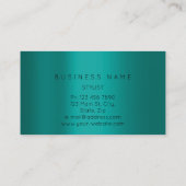 ティール(緑がかった色)金ゴールドポリゴナルフレーム幾何学模様 名刺 (裏面)