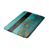 ティール(緑がかった色)金ゴールドマーブルアゲートモノグラム名カスタムビーチ バスマット (アングル)