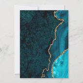 ティール（緑がかった色）&金ゴールドマーブルアゲート結婚式招待状 招待状 (裏面)