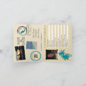 ティール（緑がかった色）金ゴールドメキシコ21ST誕生日パスポート招待状 招待状 (内部)