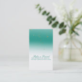 ティール（緑がかった色）&金ゴールドモダングラムシックRefer a Friend 紹介カード (スタンド正面)