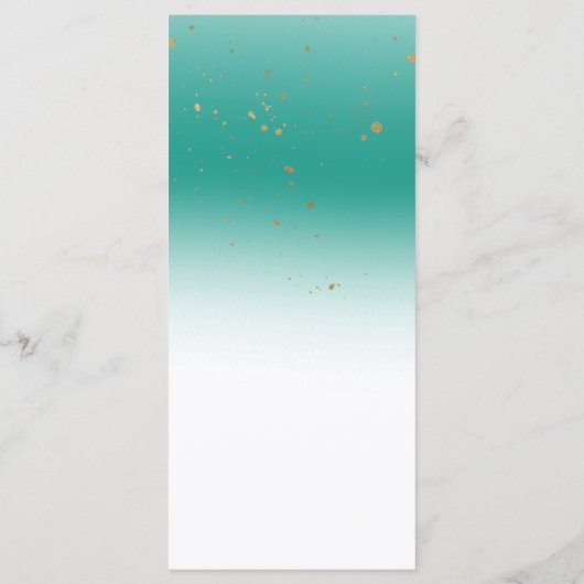 ティール(緑がかった色)金ゴールドモダングラム紙吹雪パーティー結婚のメニュー メニュー (裏面)
