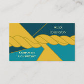 ティール（緑がかった色）金ゴールドモダンコンサルタ企業のント金ゴールドロープ 名刺 (正面)