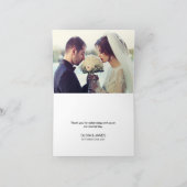 ティール（緑がかった色）金ゴールドモダンミニマル結婚ラスト サンキューカード (内部)