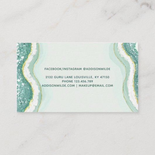 ティール（緑がかった色）金ゴールドルクセグリッターアゲートゲード 予約カード (裏面)