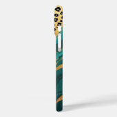 ティール(緑がかった色)&金ゴールドレオパドアガテ Case-Mate iPhoneケース (裏面 / 左)