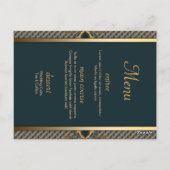 ティール(緑がかった色)+金ゴールドレースゲストテーブル番号とメニュー ポストカード (裏面)