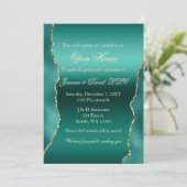 ティール(緑がかった色)金ゴールド事業企業のパーティー 招待状 (スタンド正面)