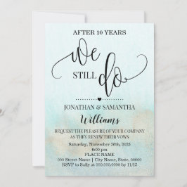 ティール（緑がかった色）金ゴールド我々はまだ海結婚の記念日を行う 招待状