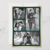 ティール(緑がかった色)金ゴールド抽象芸術流体インクフォト結婚ズ 招待状 (裏面)