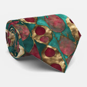 ティール(緑がかった色)金ゴールド旋回(花模様) ネクタイ (ロール)