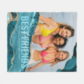 ティール(緑がかった色)金ゴールド最高のフレンズフォーエバー写真 フリースブランケット (正面(横))