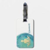 ティール（緑がかった色）金ゴールド水カラーYOGA瞑想インストラクター ラゲッジタグ (裏面縦)