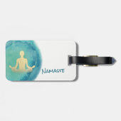 ティール（緑がかった色）金ゴールド水カラーYOGA瞑想インストラクター ラゲッジタグ (裏面横)