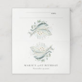 ティール(緑がかった色)金ゴールド水中フローラフィッシュ任意の年齢誕生日 プレイスカード (外部開封)