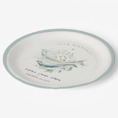 ティール(緑がかった色)金ゴールド水中フローラフィッシュ任意の年齢誕生日 ペーパープレート (アングル)