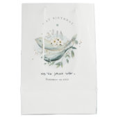 ティール（緑がかった色）金ゴールド水中フローラフィッシュ任意の年齢誕生日 ミディアムペーパーバッグ (裏面)