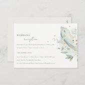 ティール(緑がかった色)金ゴールド水中フローラ魚婚披露宴 エンクロージャーカード (正面/裏面)