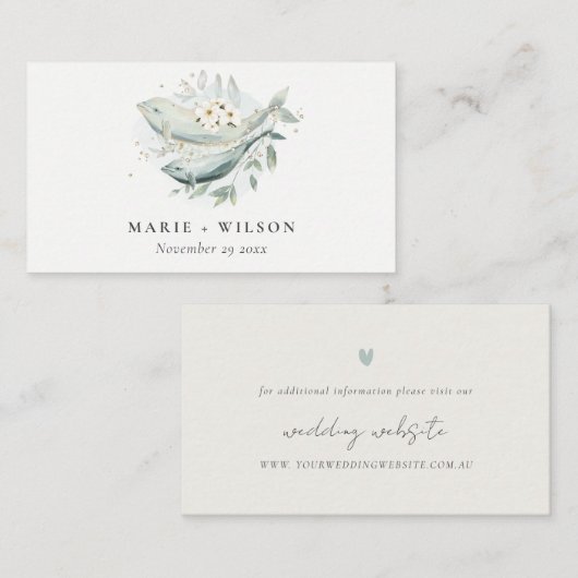 ティール（緑がかった色）金ゴールド水中フローラ魚結婚のウェブサイト エンクロージャーカード (正面/裏面)
