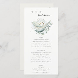 ティール（緑がかった色）金ゴールド水中フローラ魚結婚のメニューカード サンキューカード